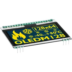 EA OLEDM128-6GGA - Grafik-OLED, 128x64, 2,3 Zoll, gelb, inkl. Schutzglas