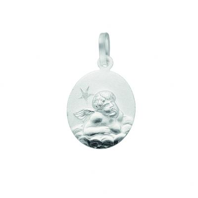 Kettenanhänger ADELIA´S "Medaille Amor 925 Silber mit 1 Diamant ( 0,005 ct )", silber, Schmuckanhänger, Damen, 0,01 VVS = sehr sehr kleine Einschlüsse mit Diamant, Silber 925 (Sterlingsilber), Kettenanhänger, Silberanhänger Amor