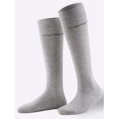 Kniestrümpfe WÄSCHEPUR, Damen, Gr. 2, grau (hellgrau), 78% Baumwolle, 20% Polyamid, 2% Elasthan, Socken Kniestrümpfe