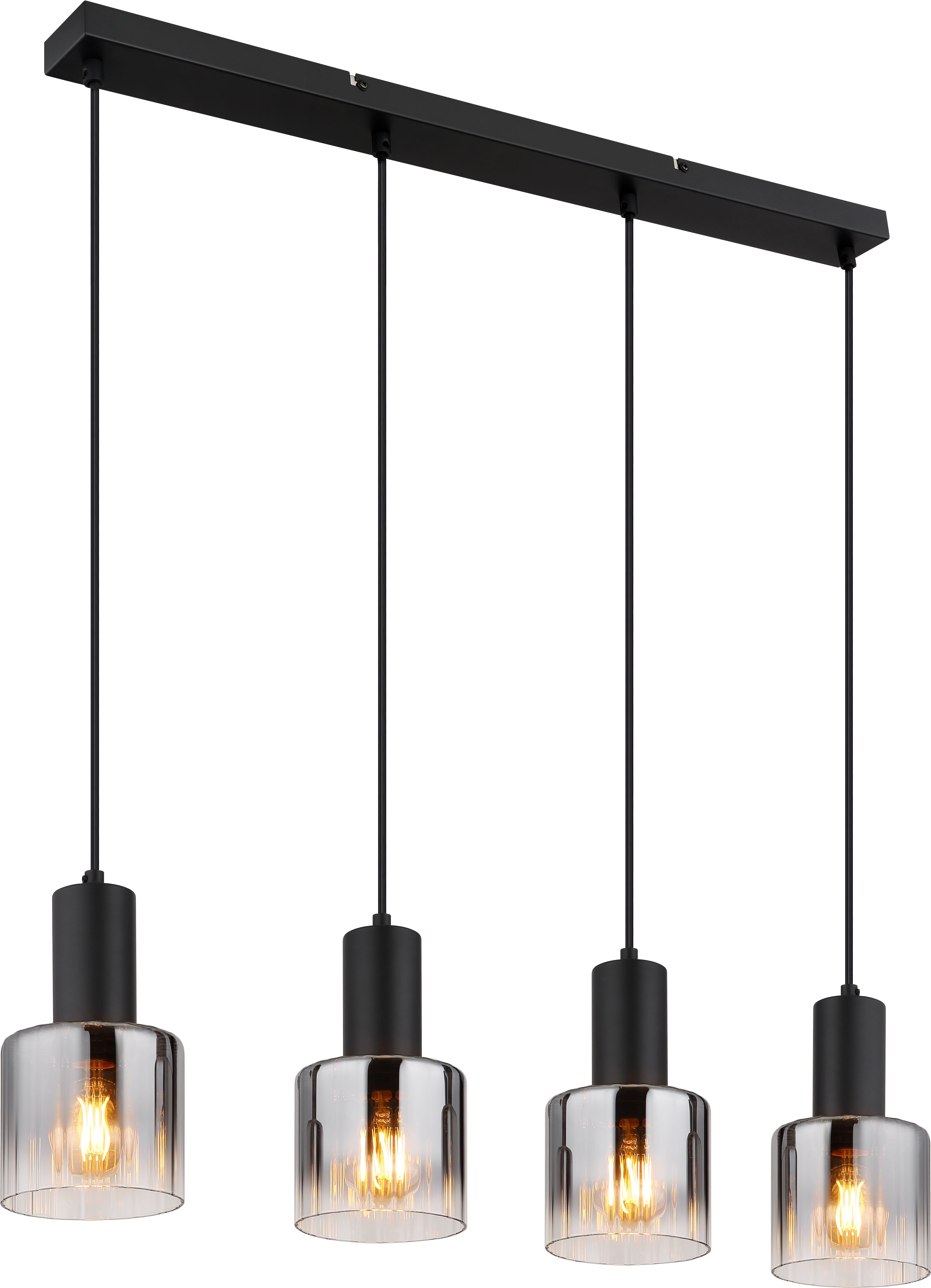 NOWA Pendelleuchte "JACK", schwarz, 4, Ø 12cm H: 150cm, 1 Stk., Leuchten, Hängeleuchte, Hängeleuchte, Wohnbereich, Essbereich, Pendelleuchte