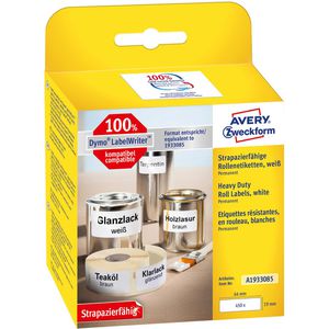 Zweckform Dymo-Etiketten für Dymo 1933085, weiß, 19x64mm 1 Rolle Adress-Etik. Kunststoff permanent