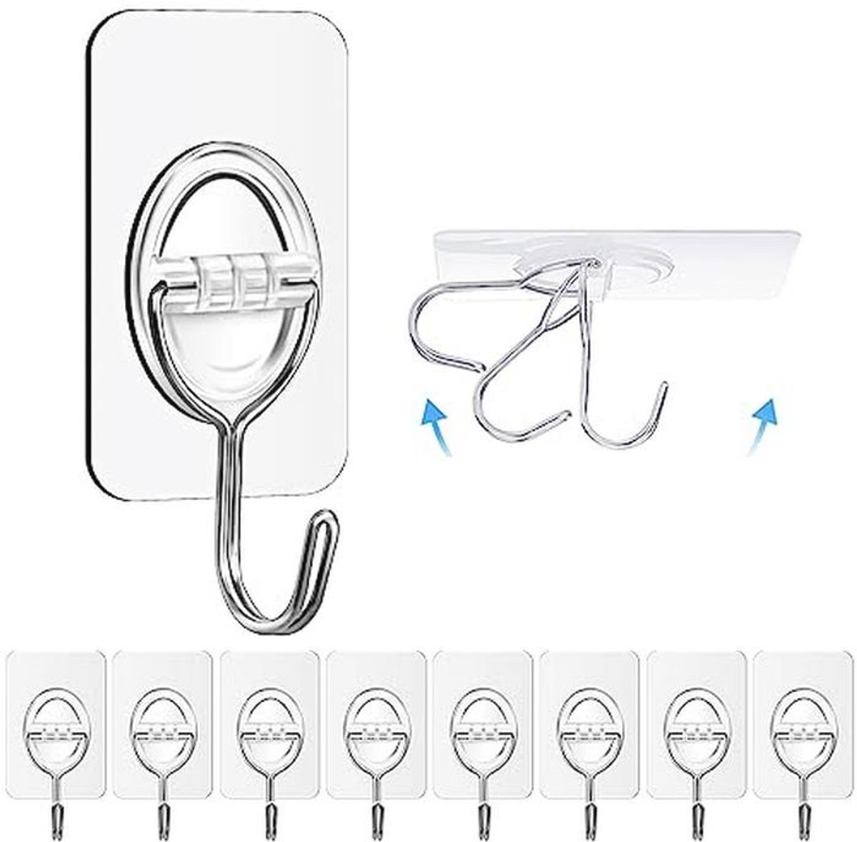 Set van 8 doorzichtige kleefhaken voor badkamer en keuken, draagkracht 5 kg