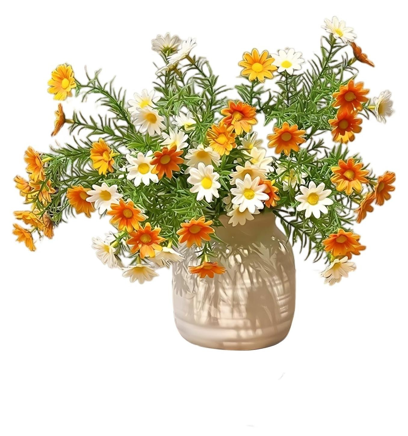 Set van 3 bundels kunstbloemen madeliefjes met een levensechte look en buigzame stelen, UV-bestendig