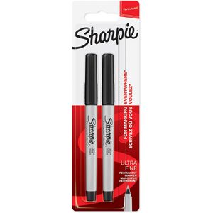 Sharpie Permanentmarker Ultra Fine, 1985878, Strichbreite 0,5 mm, schwarz, 2 Stück
