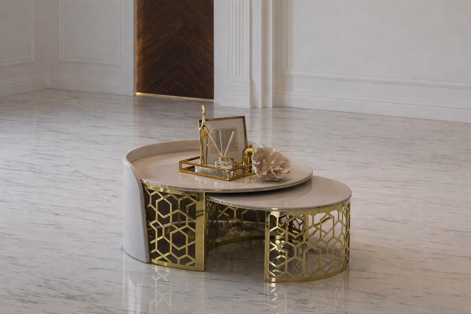JVmoebel Salontafelset met gouden accenten
