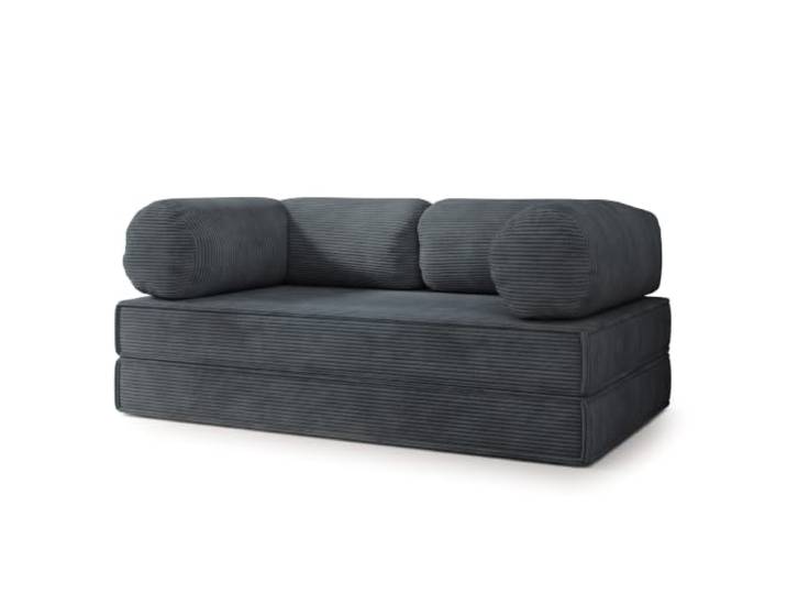 Masseno Schaumstoffsofa ALVIO mit Schlaffunktion, Schlafsofa, Wohnzimmersofa, Couch, Sofa, Bettsofa, Kordstoff – Graphitfarben POSO 34