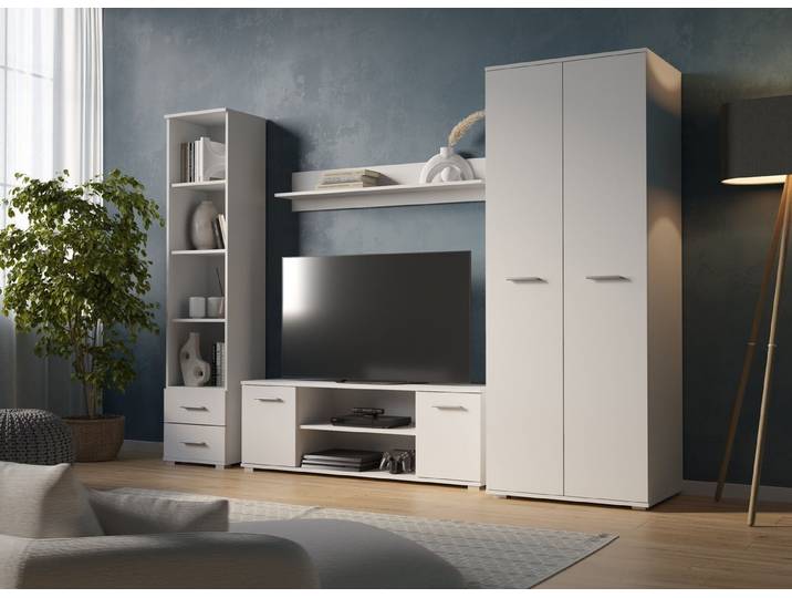 Raumhirsch Furniture Standregal Regal, Standregal, Aufbewahrungsregal, Wohnzimmerregal, Maße: 40 x 180 x 34 cm (2 Schubladen, 4 offene Fächer), kompakte Form, stabile Konstruktion, modernes Design, einfache Montage