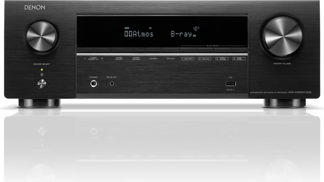 Denon AVR-X1800H 7.2 kanaals Surround Sound Receiver met 80 W en ondersteuning voor AAC, ALAC, DSD, FLAC, MP3, WAV en WMA