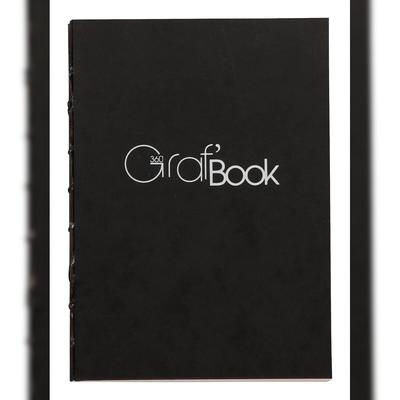 Clairefontaine 5x Graf'Book 360°, Skizzenbuch A6, 100 Blatt 100g, offene Fadenheftung - Schwarz 975800C