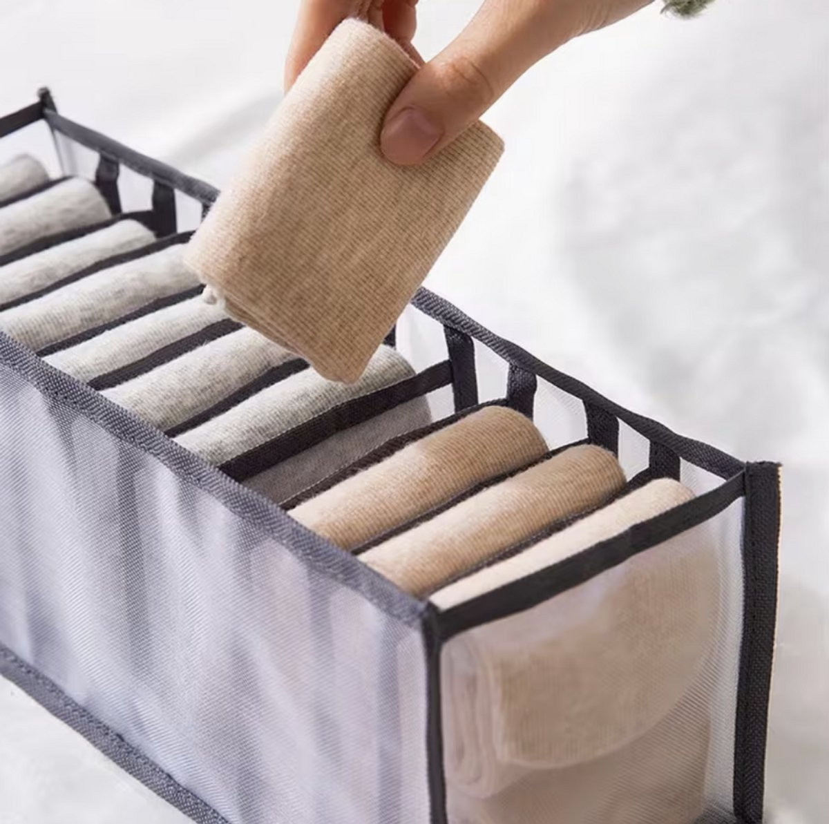Opvouwbare kledingkast lade organizer met vakjes voor sokken, ondergoed en accessoires - zwart