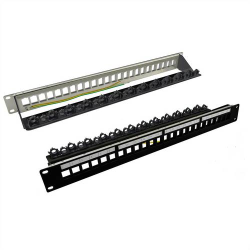 Roline 19-Zoll-Keystone-Modulträger, leer, 24P. geschirmt, Clip-Befestigung, schwarz