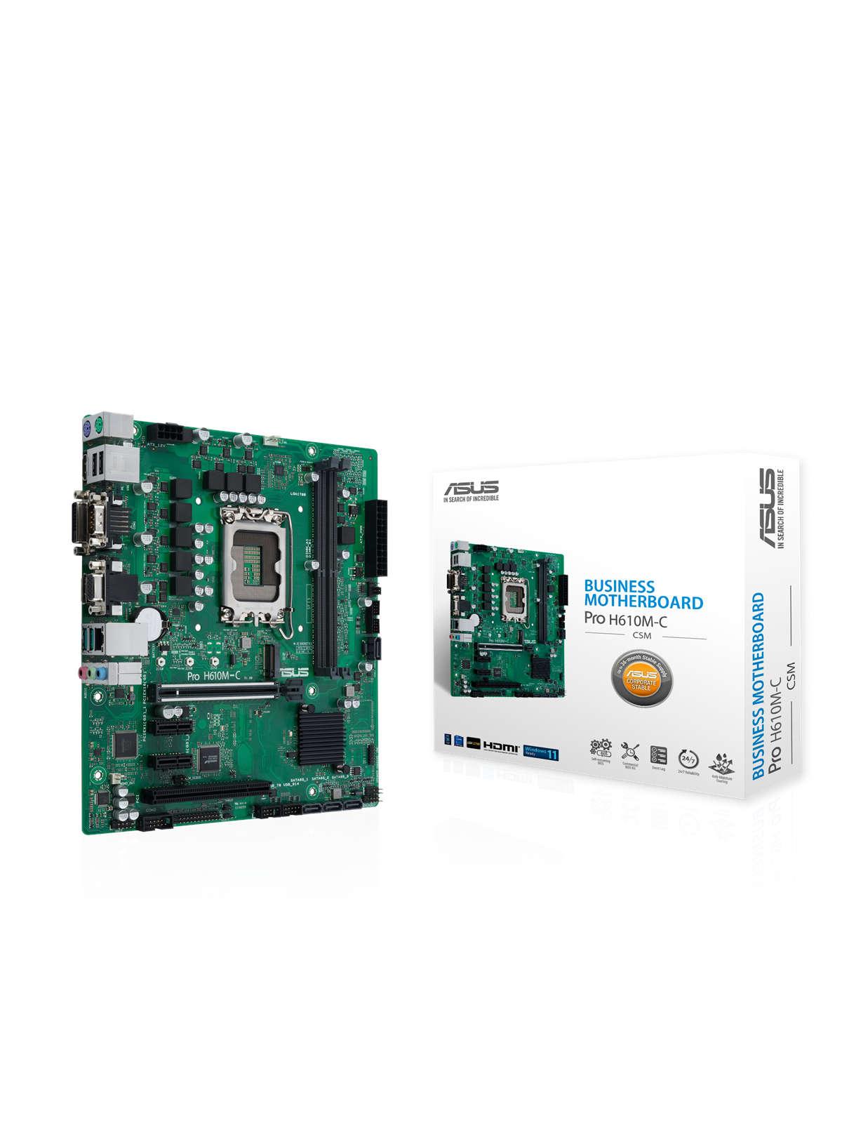 ASUS PRO H610M-C-CSM Mainboard - Intel H610 - Intel LGA1700 - DDR5 RAM - Micro-ATX