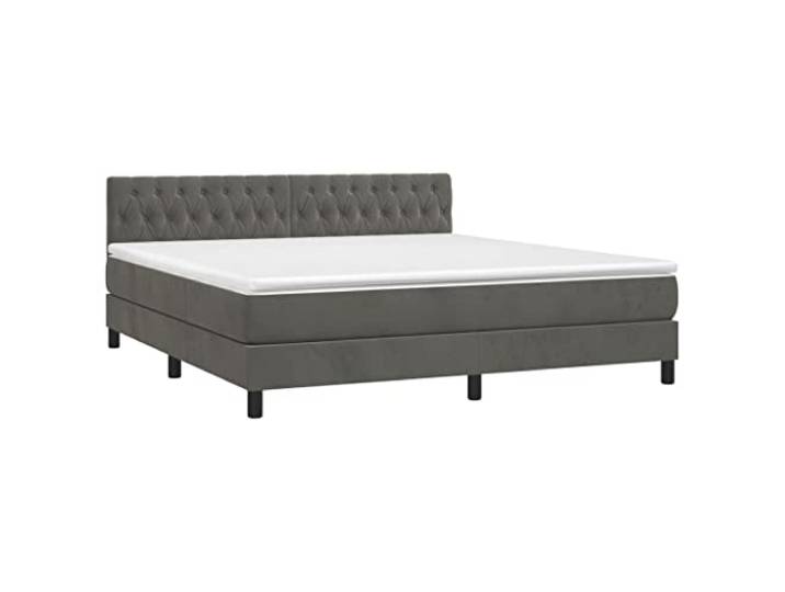vidaXL Boxspringbett mit Matratze Dunkelgrau 180x200 cm Samt