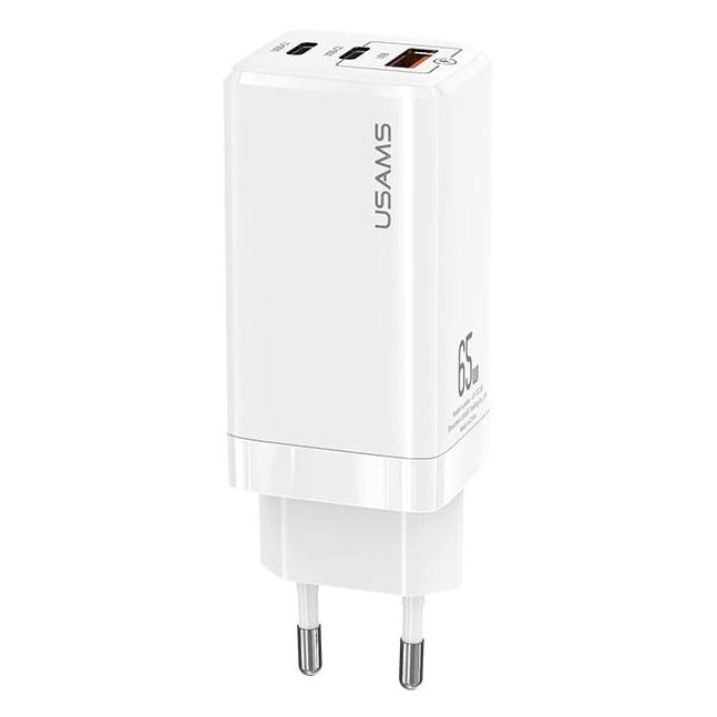 Usams GaN Mini Fast Charger (65 W, 3 Ports) (CC110TC02)