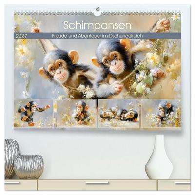 Schimpansen. Freude und Abenteuer im Dschungelreich (hochwertiger Premium Wandkalender 2027 DIN A2 quer), Kunstdruck in Hochglanz