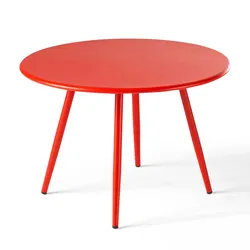 Oviala Business Runder Terrassen-Couchtisch aus rotem Metall 40 cm