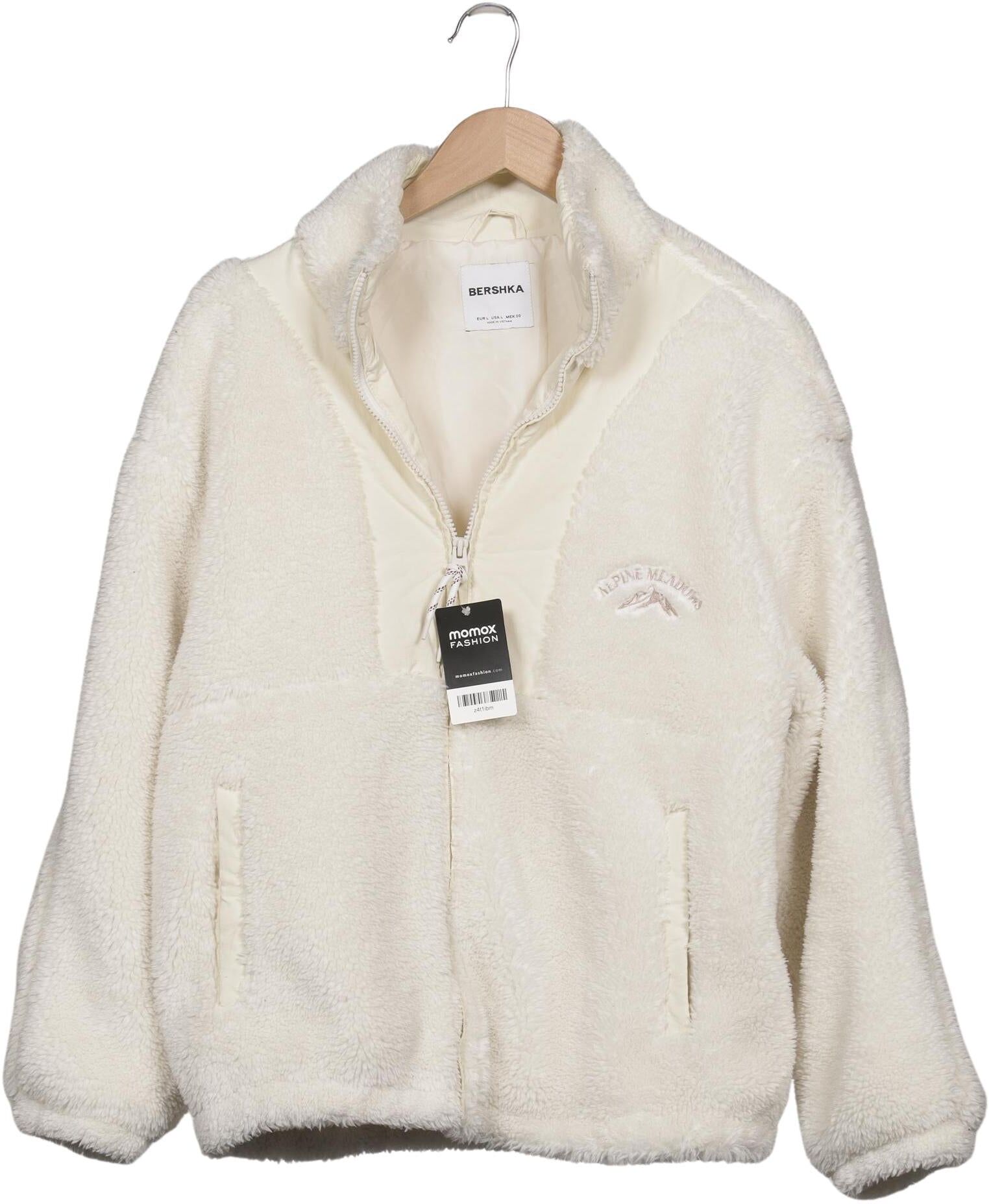 bershka Damen Jacke, Cremeweiß, Gr. L, Synthetik - Second Hand
