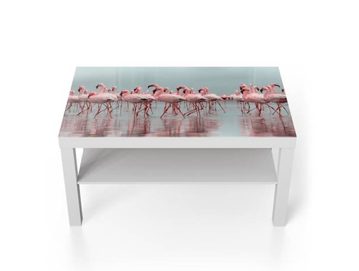 DEQORI Glastisch weiß groß 90x50 cm Motiv Rosa Reflexion ausgefallener Beistelltisch aus Glas Hochglanz Couchtisch fürs Wohnzimmer moderner Couch Tisch mit Design