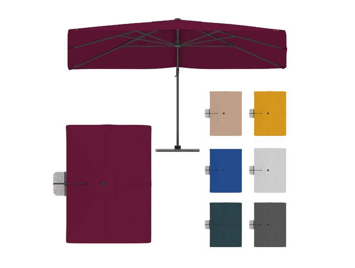 Ampelschirm 4x3 m bordeaux / Gestell anthrazit - paramondo