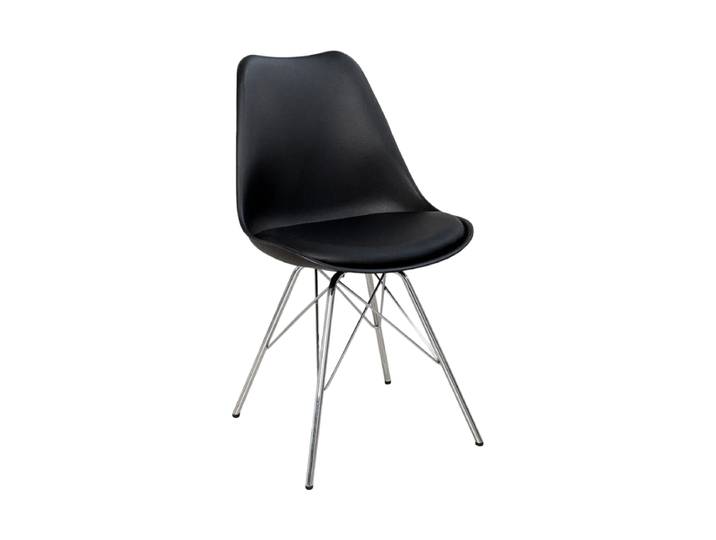 Design Esszimmerstuhl „Scandinavia“ Leder Schwarz/Silber Invicta Interiors