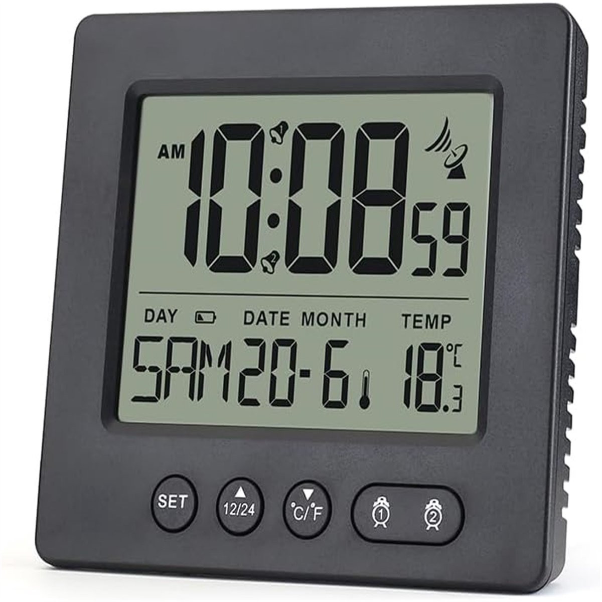 Ynkkvre Digitale radiogestuurde wekker met 2 alarmtijden, timer en temperatuurweergave