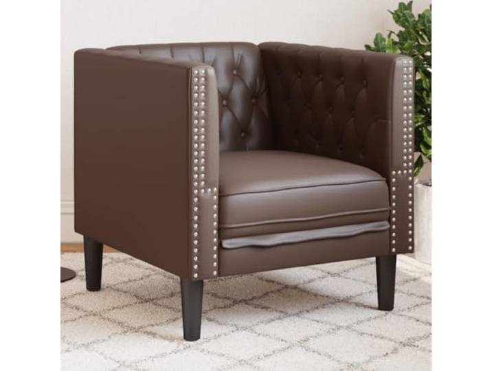 ZQQLVOO Chesterfield-Sessel Braun Kunstleder Dick gepolstert, Knopfheftung, stabile Beine, pflegeleicht, ideal zum Lesen und Entspannen