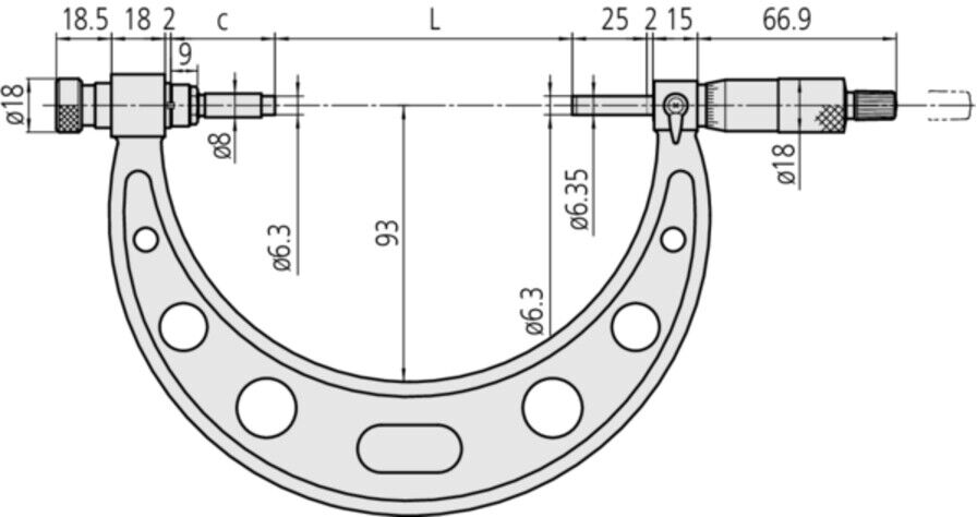 Mitutoyo Bügelmessschraube mit auswechelbarem Messamboss, 100-200 mm (104-140A)