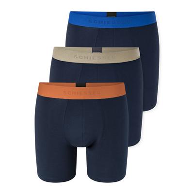 Langer Boxer SCHIESSER, Herren, Gr. 6, Single Jersey, blau (928, sonstige), Single Jersey, Obermaterial: 95% Baumwolle, 5% Elasthan, körpernah, Unterhosen, ohne Eingriff