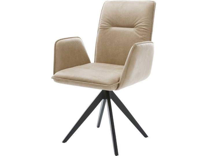 DELIFE Polsterstuhl Vinja-Flex, Kreuzgestell kantig Schwarz Mikrofaser Beige Vintage