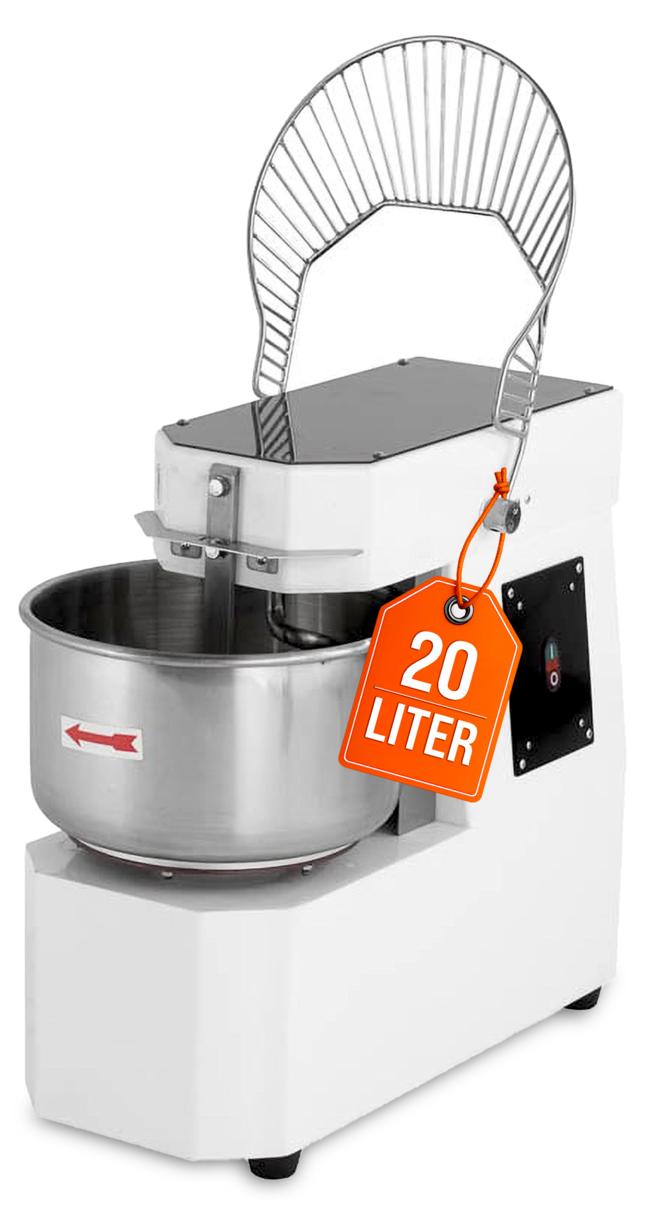 GastroHero Teigknetmaschine ECO 20L - 230V Spiralteigmaschine mit festem Kopf aus Edelstahl