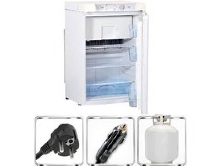 Réfrigérateur à gaz - SMETA -12V/220V/Gaz - 100 litres - avec compartiment congélateur - Réfrigérateur combiné - Porte réversible
