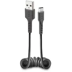 SBS Lade-/Datenkabel USB-A auf USB-C 17cm bis 50cm Spiralkabel schwarz