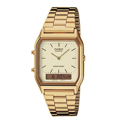 Chronograph CASIO VINTAGE, gold (goldfarben, creme, champagnerfarben), Armbanduhren, Damen, goldfarben, Chronograph, Quarzuhr, Armbanduhr, Damenuhr, Herrenuhr,Digitaluhr, Edelstahlarmband
