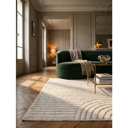 Flachgewebe-Teppich Hoch-Tief-Bögen Creme 200x290 cm Hoch-Tief Bögen