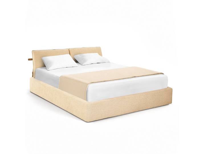 Polsterbett 180 x 200cm Chenille Roselia Beige/Creme Kein Bettkasten