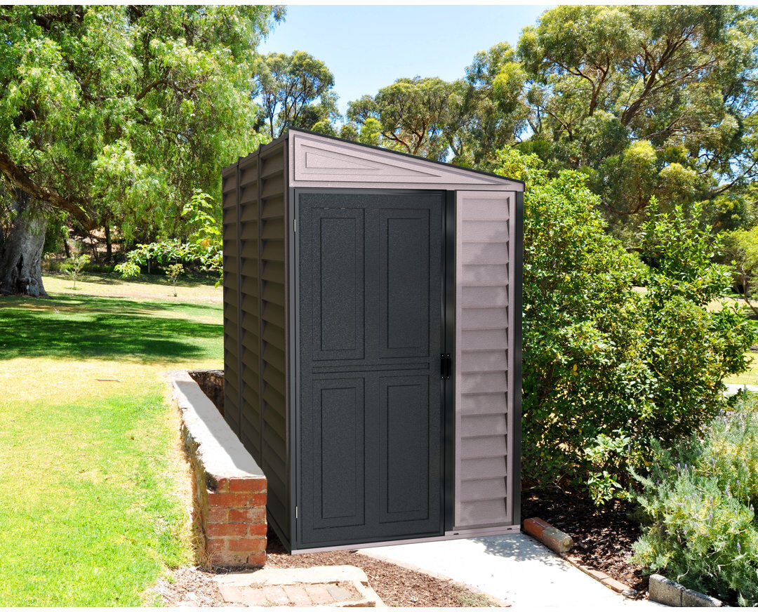 Duramax Building Products 4 ft. W x 8 ft. D Plastic Pent Storage Shed Gray 122.2cm W X 241.7cm D X 187.4cm H