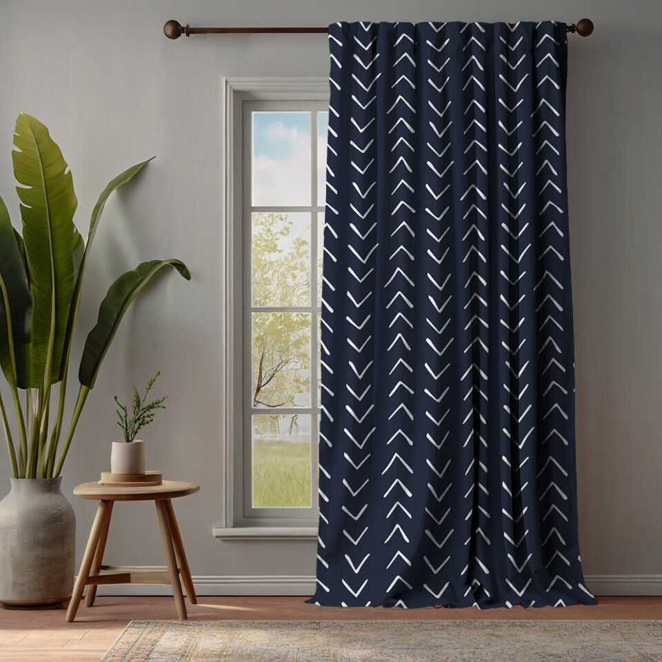 Lilijan Home & Curtain Bohemian Room Lined Single Panel Curtain Navy 140cm Width x 265cm Drop