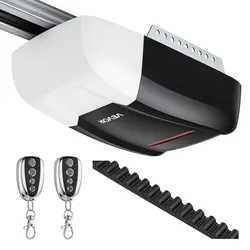 VEVOR Garagentorantrieb 1000 N Garagentoröffner Ultraleiser Riemenantrieb, für Private Garagen, 4-tlg. Schienensystem, 2 Handsender & LED-Beleuchtung, Ein-Tasten-Bedienung im Fahrzeug, Schwarz & Weiß