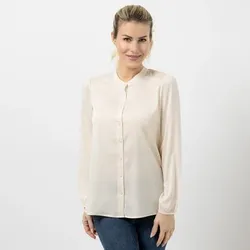 VIA MILANO Bluse, 1/1-Arm Rundhalsausschnitt Knopfleiste figurumspielend