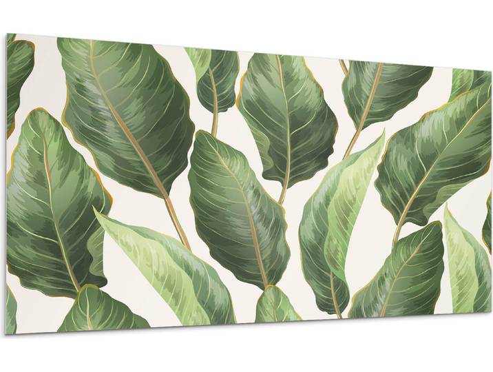 Blätter Im Tropischen Stil – Selbstklebende Fliesen – Wandverkleidung – Wandpaneel – PVC Fliesen – Vinylflisen – PCV Flisen – Selbstklebend – Wanddeko –100 x 50 cm