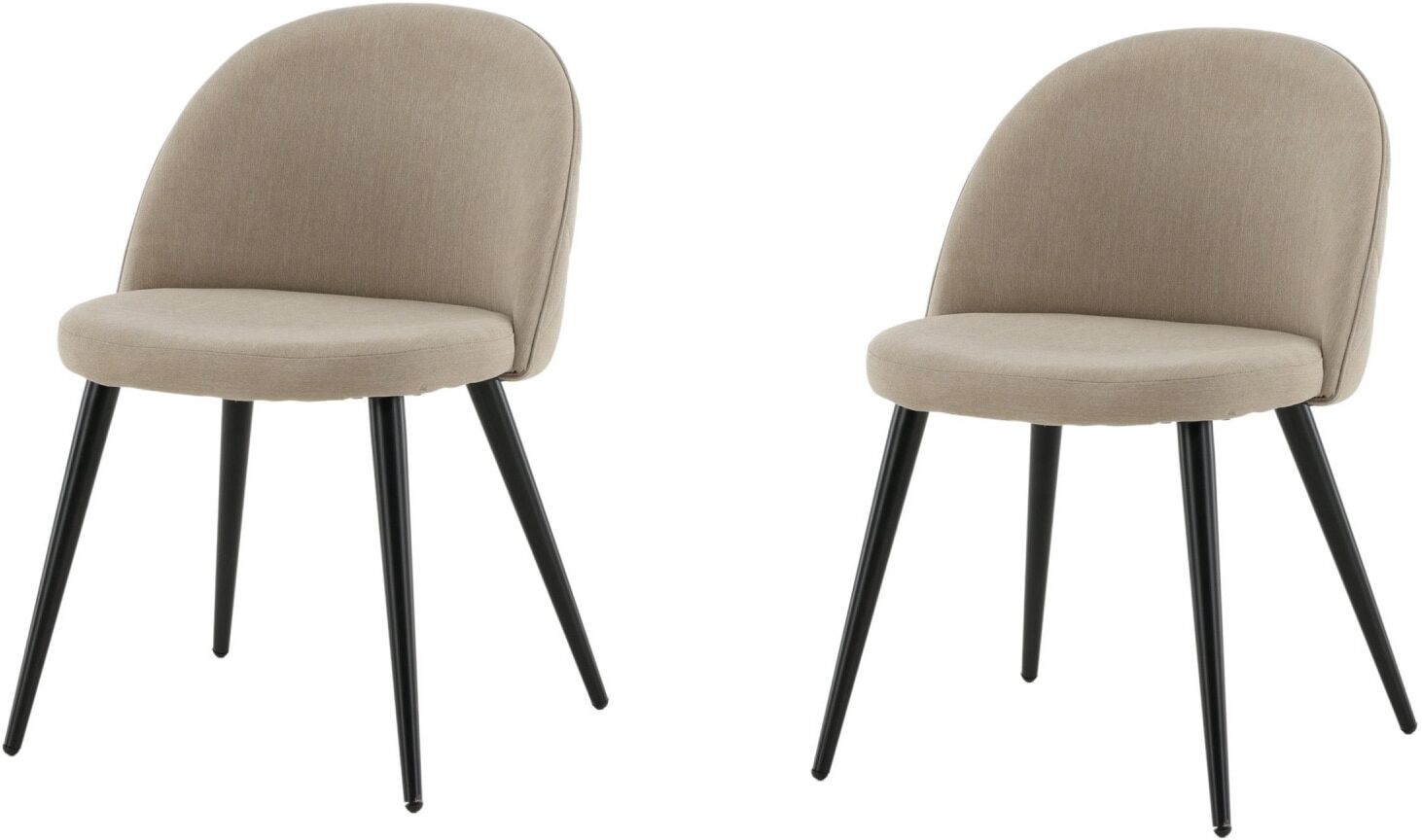 Esszimmerstuhl VENTURE HOME "Velvet Stitches, 2er-Set Esszimmerstühle in Mikrofaser-Grau, 150 kg", beige (beige, schwarz, schwarz, beige), B:50cm H:76cm T:55cm, Holzwerkstoff, Polyester, Schaumstoff, Stahl, Stühle, Esszimmerstuhl, Polsterstuhl, weicher Be
