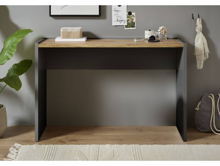 Konsole HOME AFFAIRE CiTY/GiRON, Konsolentisch, Schminktisch, Schreibtisch, Beistelltisch , schwarz (anthrazit, wotan eiche dekor), B:120cm H:78cm T:40cm, Sideboards, Konsole, in zwei Farben erhältlich, abgesenkte Tischplatte