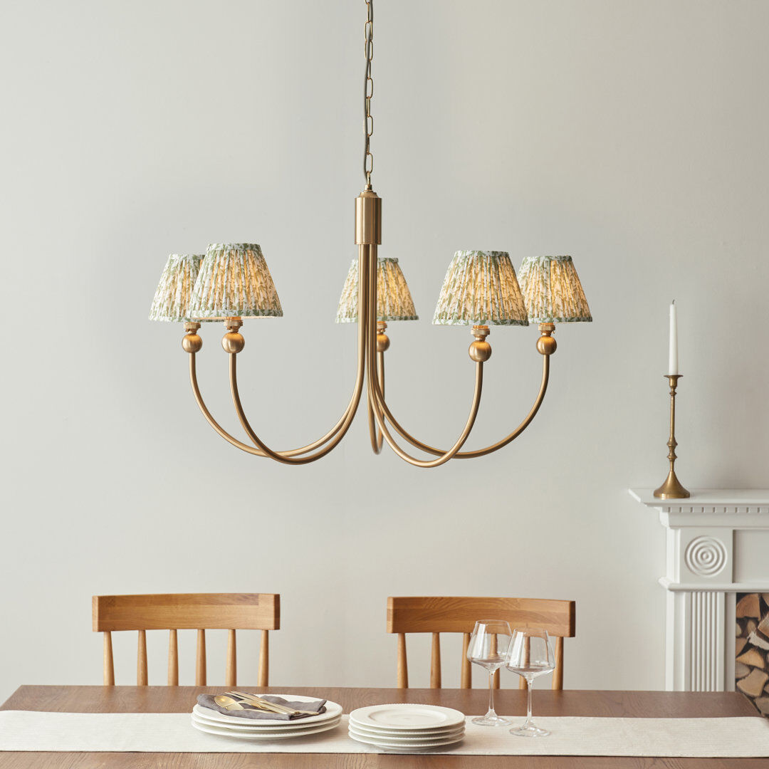 Heritage Hues Santiago 5 - Light Shaded Chandelier Green