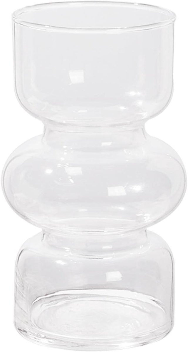 Moderne Glazen Vaas in Transparant Minimalistisch Nordic Design, Hoogte: 18 cm