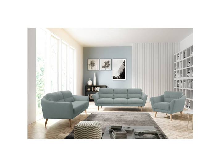 Sessel Lucinda Blau/Grau/Schwedisch Weiß Webstoff Hanabi Beige 92 x 72 x 88cm