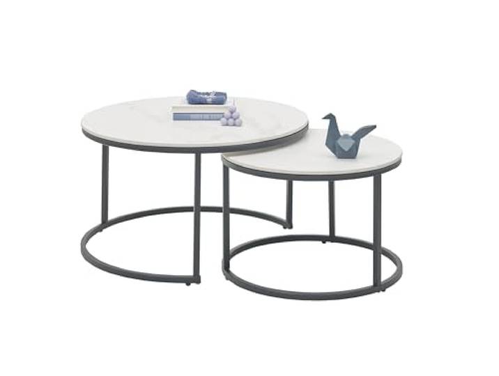 möbelando Couchtisch >Gino< (2er Set) in weiß, Keramik - 42x80cm (HxD)