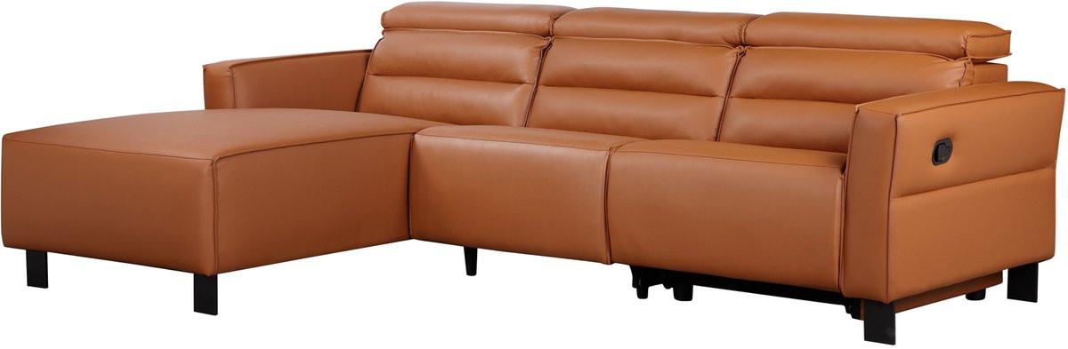 Notio Living Carpari Hoekbank 3-zits met Handmatige Relax functie in Cognac PU