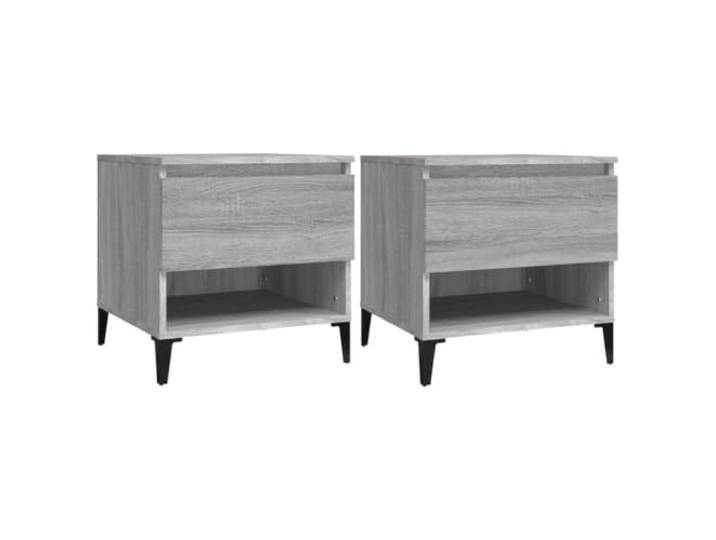 LMTYOENFG Beistelltische 2er Set Grau Sonoma 50x46x50 cm Holzwerkstoff Stilvolles 2er-Set Nachttische für Schlafzimmer und Wohnzimmer mit Schublade, offenem Fach und robusten Metallfüßen.