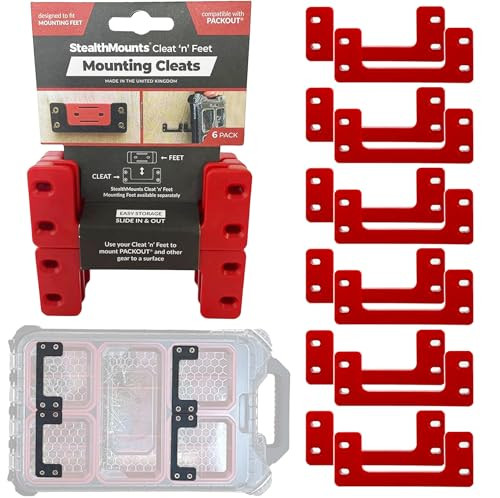 StealthMounts Milwaukee Packout Montage Schoenplaten 12 stuks - Rood ABS Plastic Wandmontage