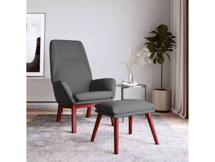 HEFZGDB Relaxsessel mit Hocker Dunkelgrau Stoff atmungsaktiv und langlebig mit robustem Metallgestell und massiven Kautschukholzbeinen für optimalen Sitzkomfort und Flexible Nutzung